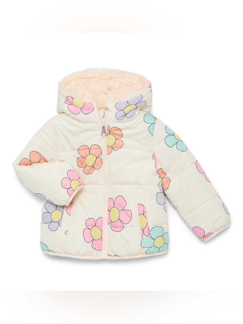 Jessica Simpson Toddler Girls Floral Puffer Jacket with hood 18mnths